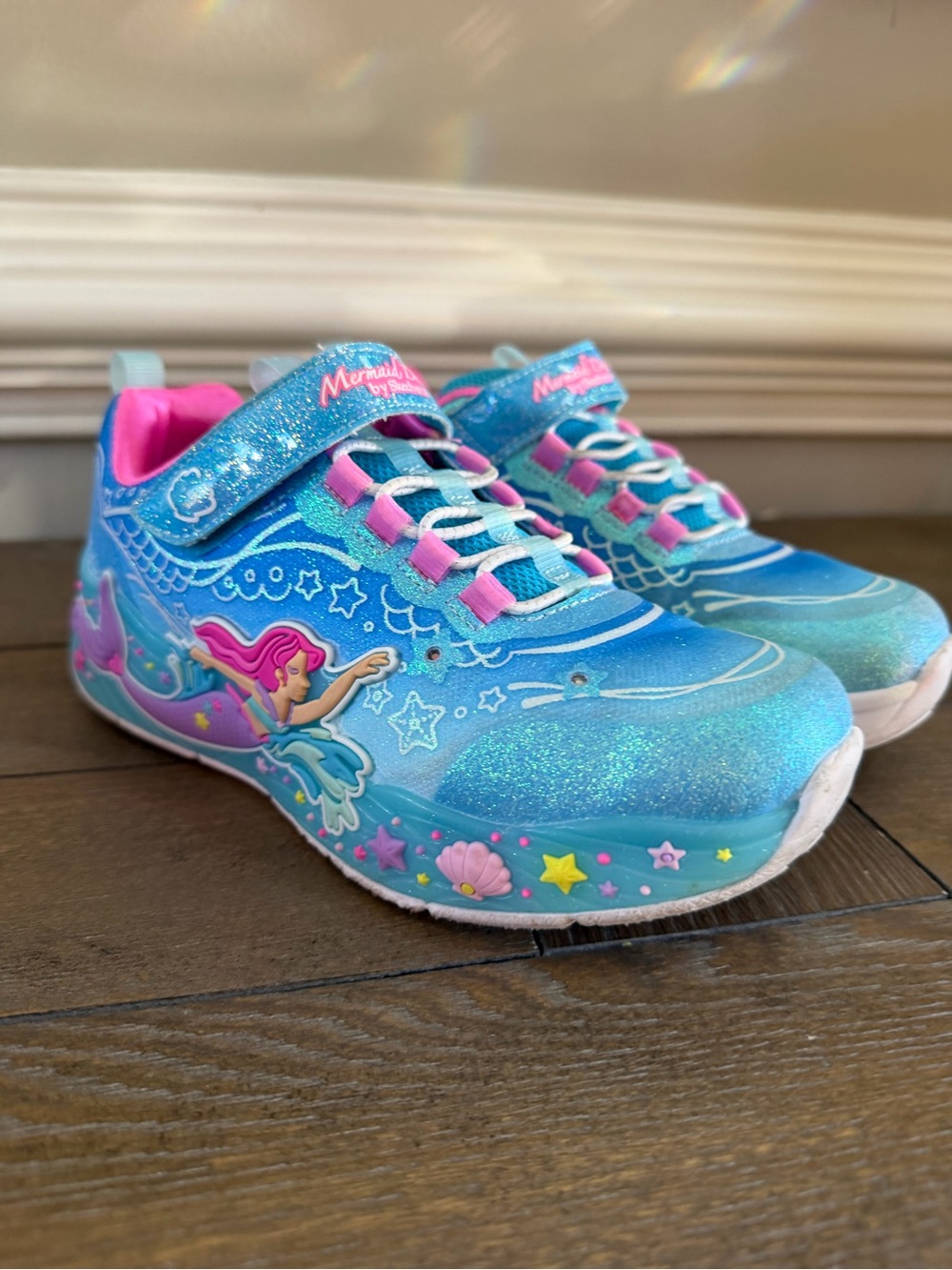 Skechers Kids Blue & Pink Mermaid Light-Up Sneakers